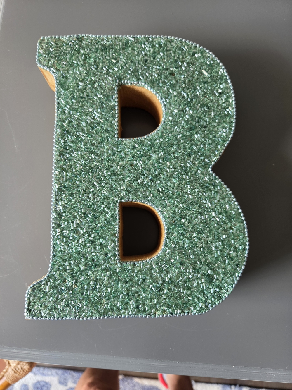 Decorative Green Beaded 'B' Letter Accent